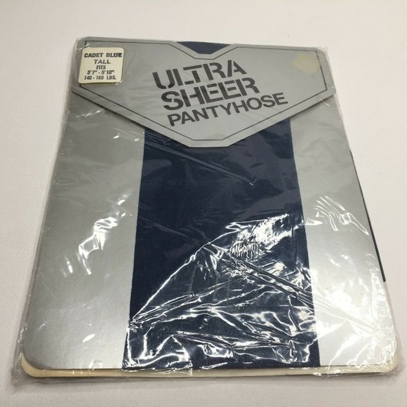 Ultra Sheer Pantyhose Cadet Blue Tall 5'7"- 5'10" 140lbs-160lbs Office Nylons - Picture 1 of 5